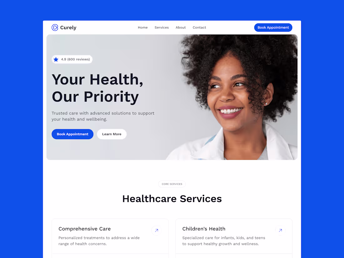 Cover image for Curely — Health Care Website
