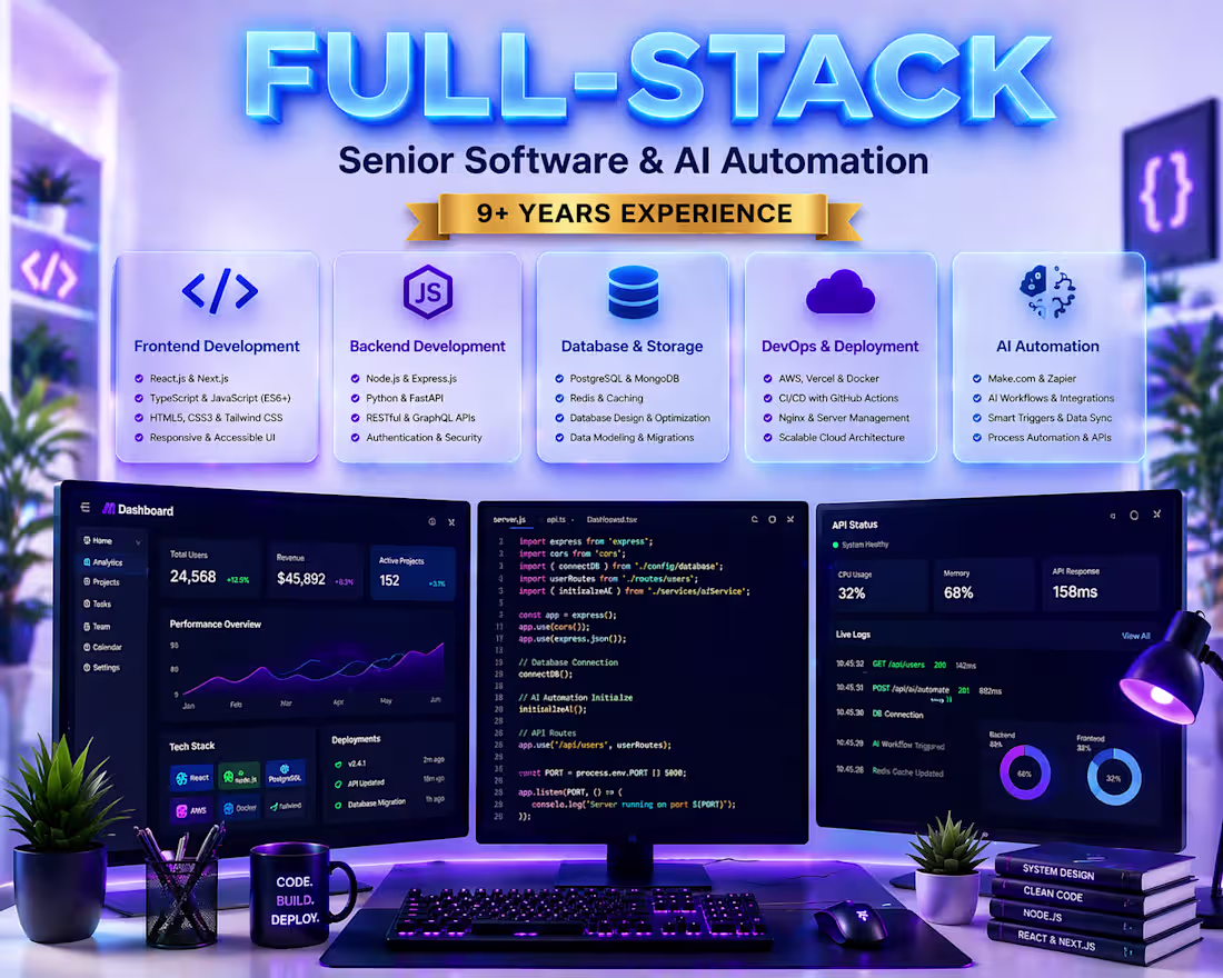 Cover image for Full-Stack Development & System Architecture