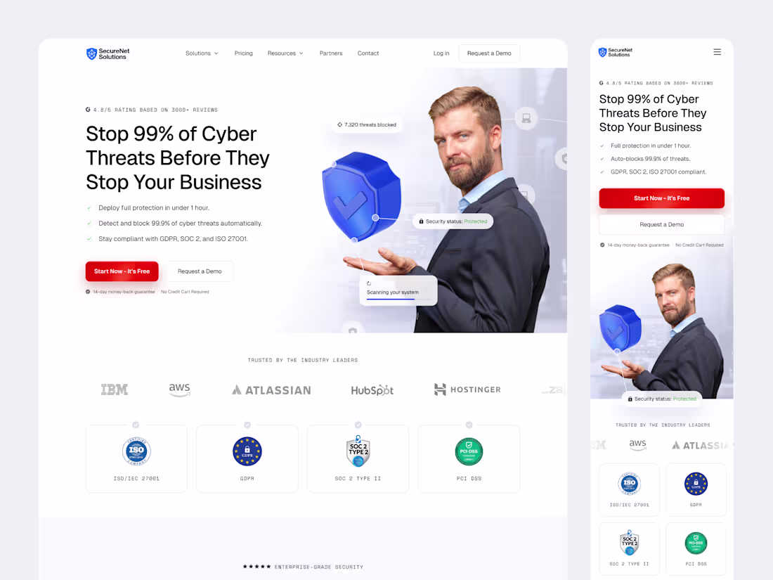Cover image for 🛡️ Cybersecurity SaaS Landing Page for B2B