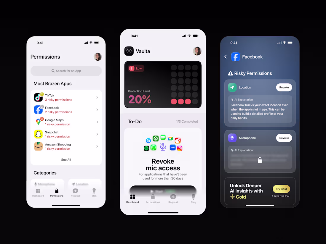 Cover image for I designed Vaulta as a clean iOS style privacy utility that ...