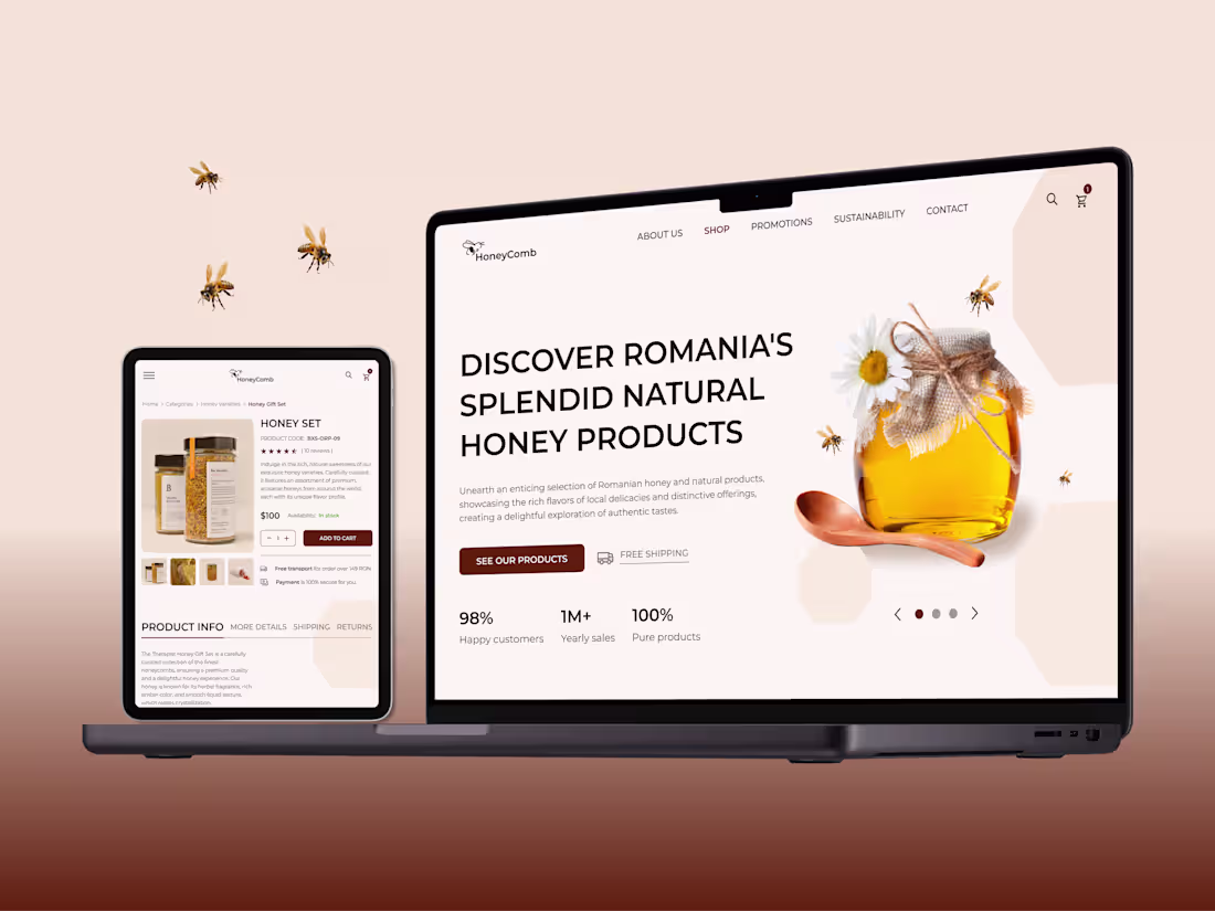 Cover image for HoneyComb | E-commerce web design
