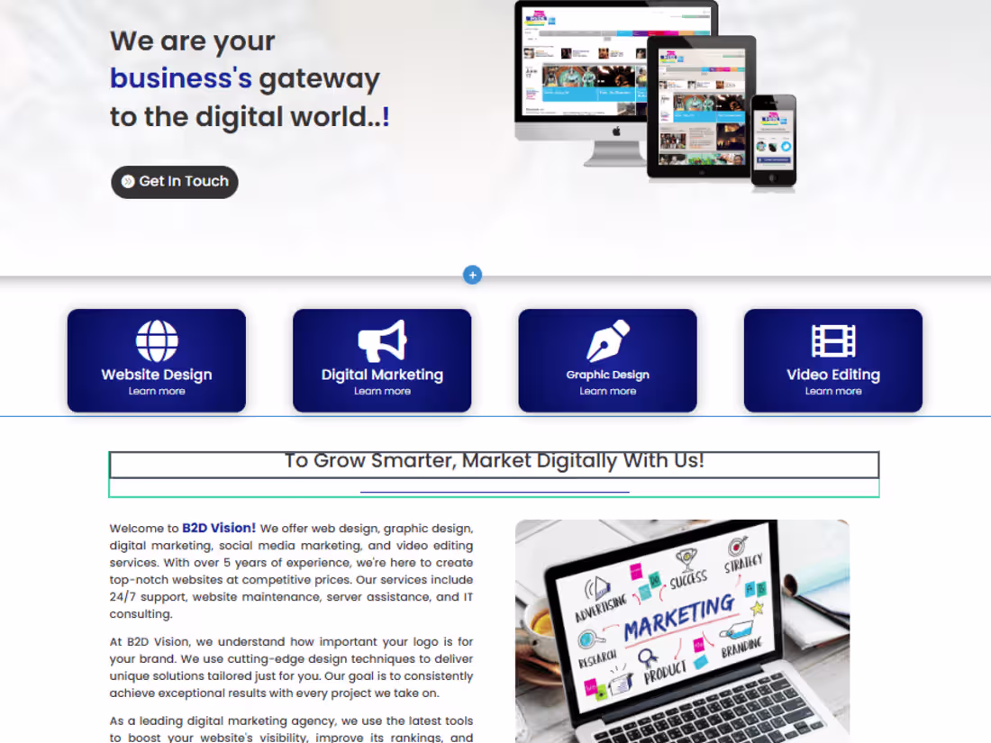 Cover image for Website Developed for B2DVision Digital Marketing Agency