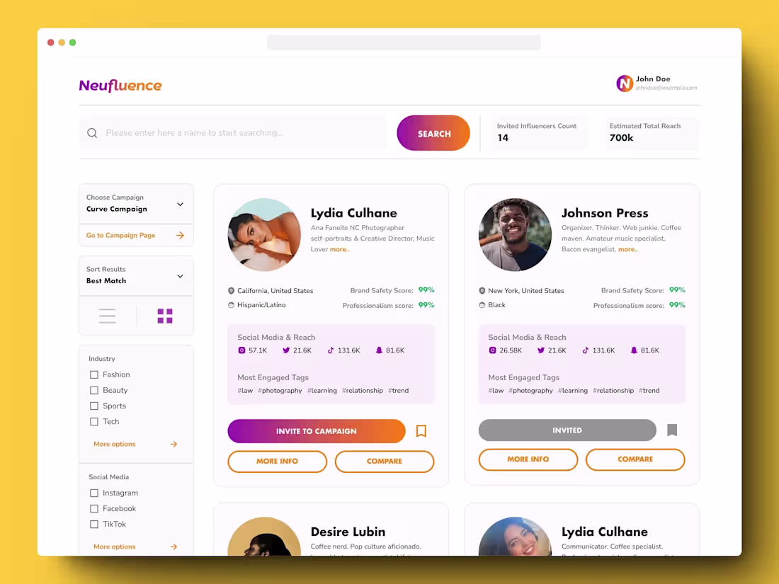 Cover image for Search, Filter and See Influencers Analytics