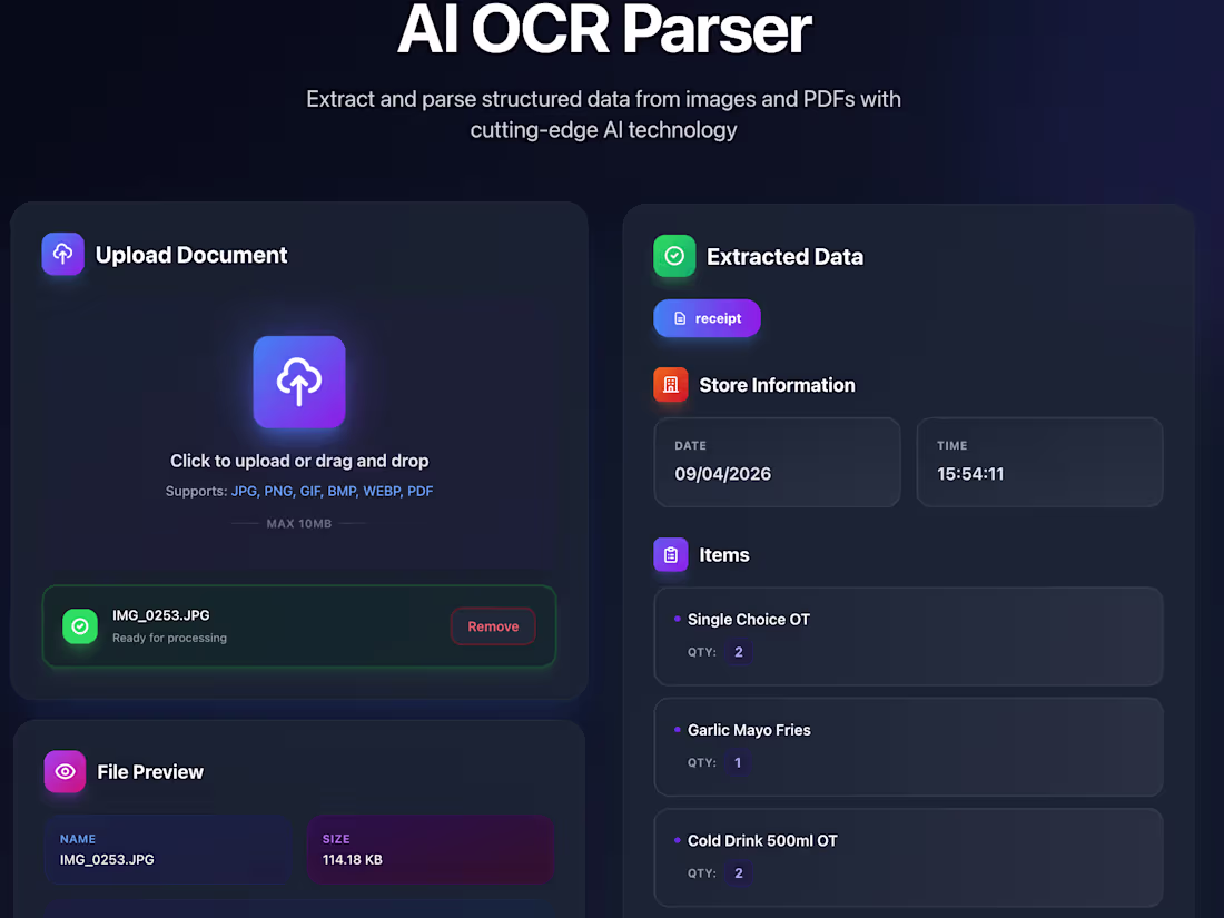 Cover image for OCR Receipt Parsing Microservice (AI-Powered