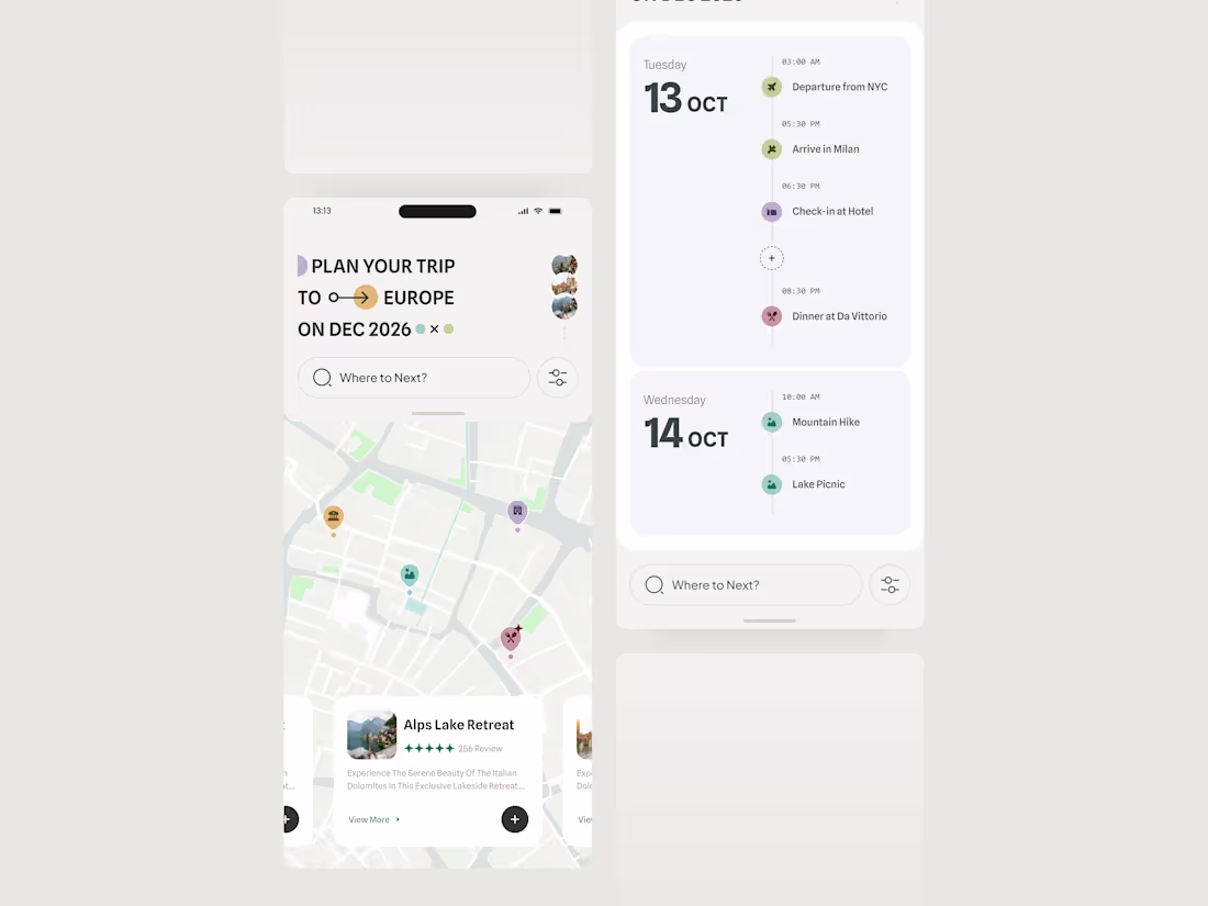 Cover image for Travel Planner — Mapping UI Concept 🗺️ A clean, minimal tra...