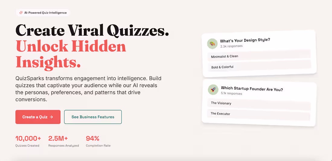 Cover image for Everyone loves quizzes but nobody loves building them. Brand...