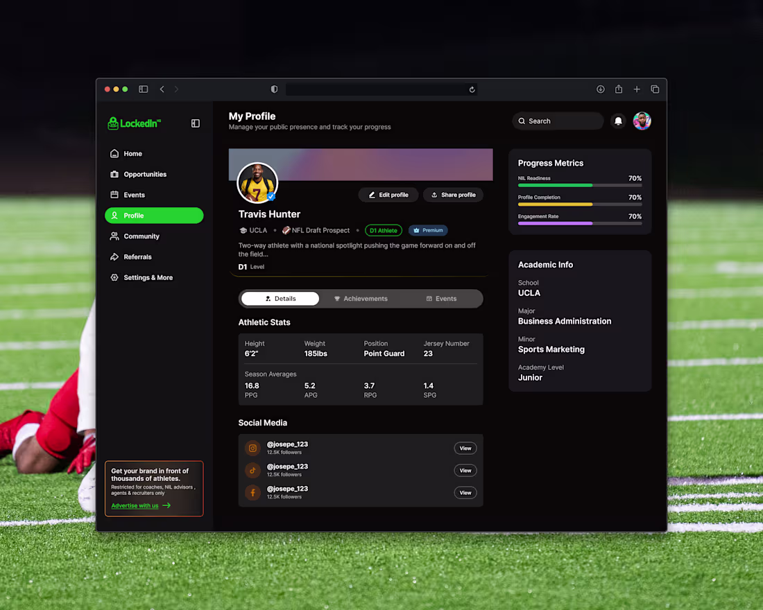 Cover image for Lockedin HQ | Unified Athlete OS & Digital CV Platform