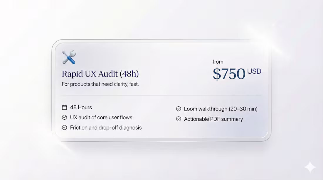 Cover image for  Rapid UX Audit (48h)