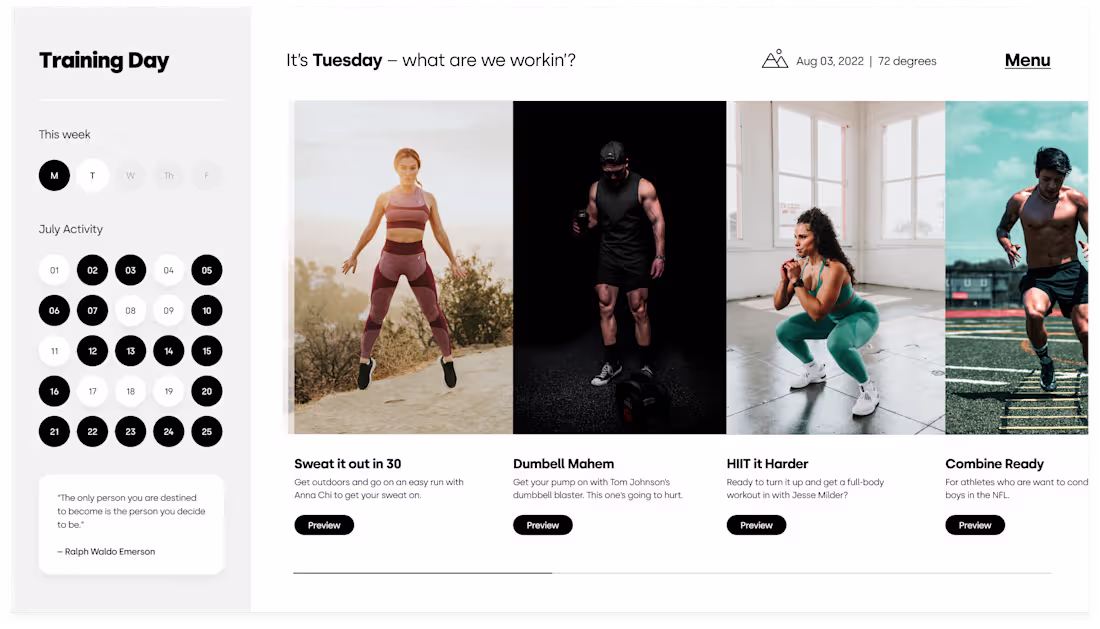 Cover image for Training Day – Fitness concept (TV + Mobile app experience)