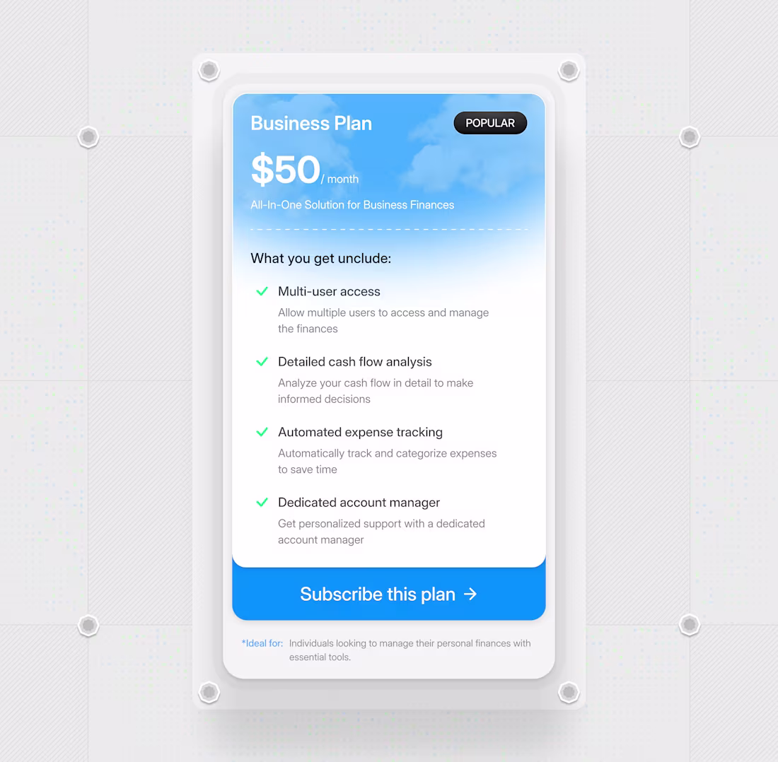 Cover image for Pricing card