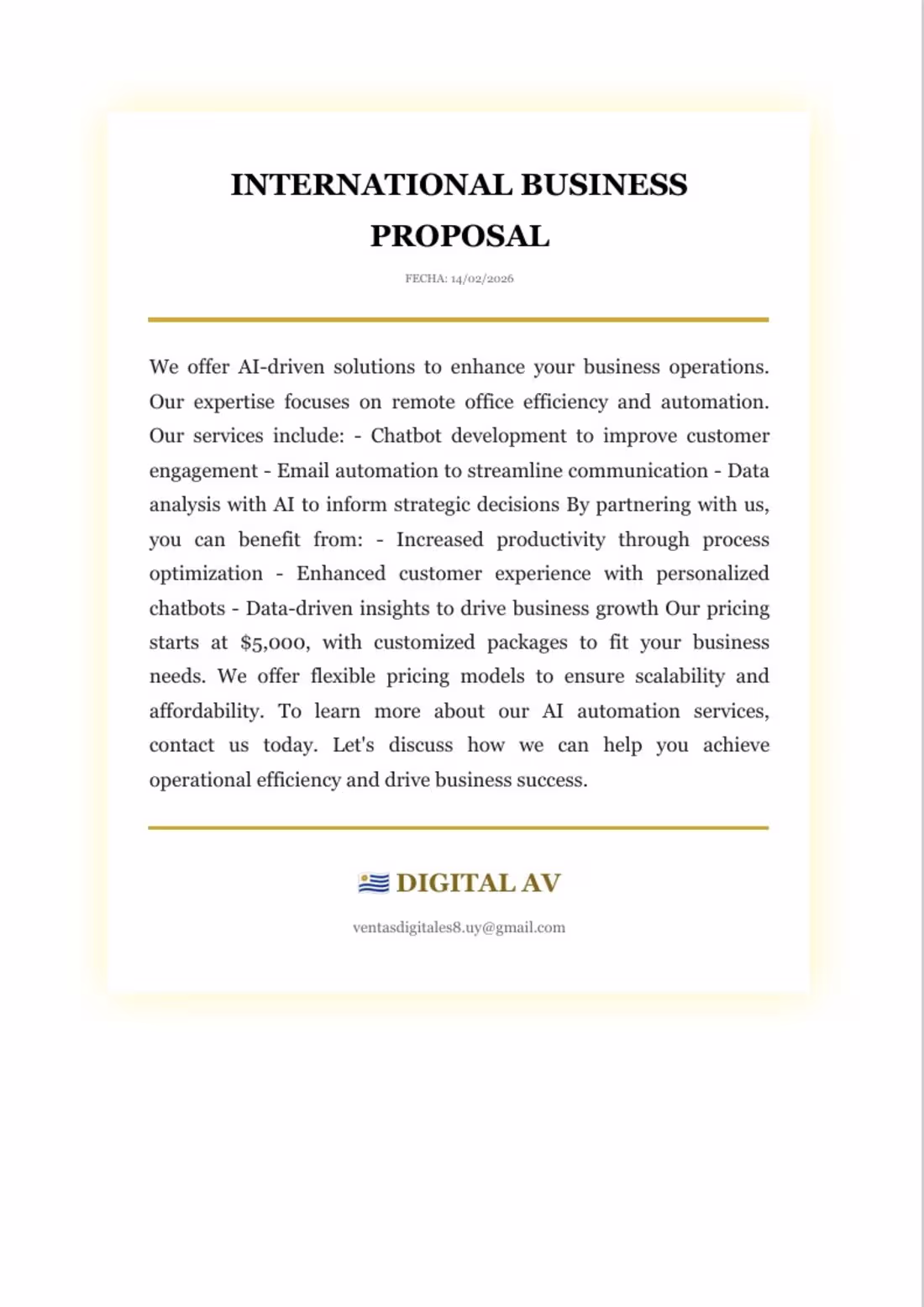Cover image for International Business & AI ProposalStrategic