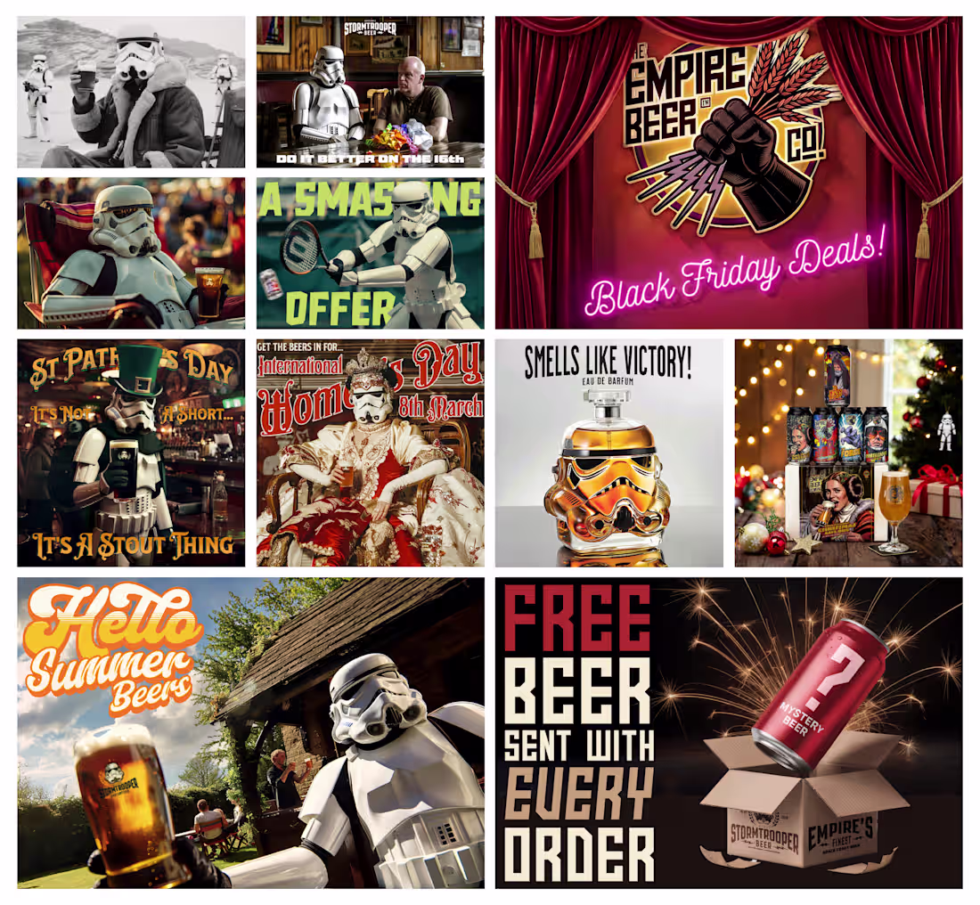 Cover image for Social media posts for Original Stormtrooper Beer and The Em...