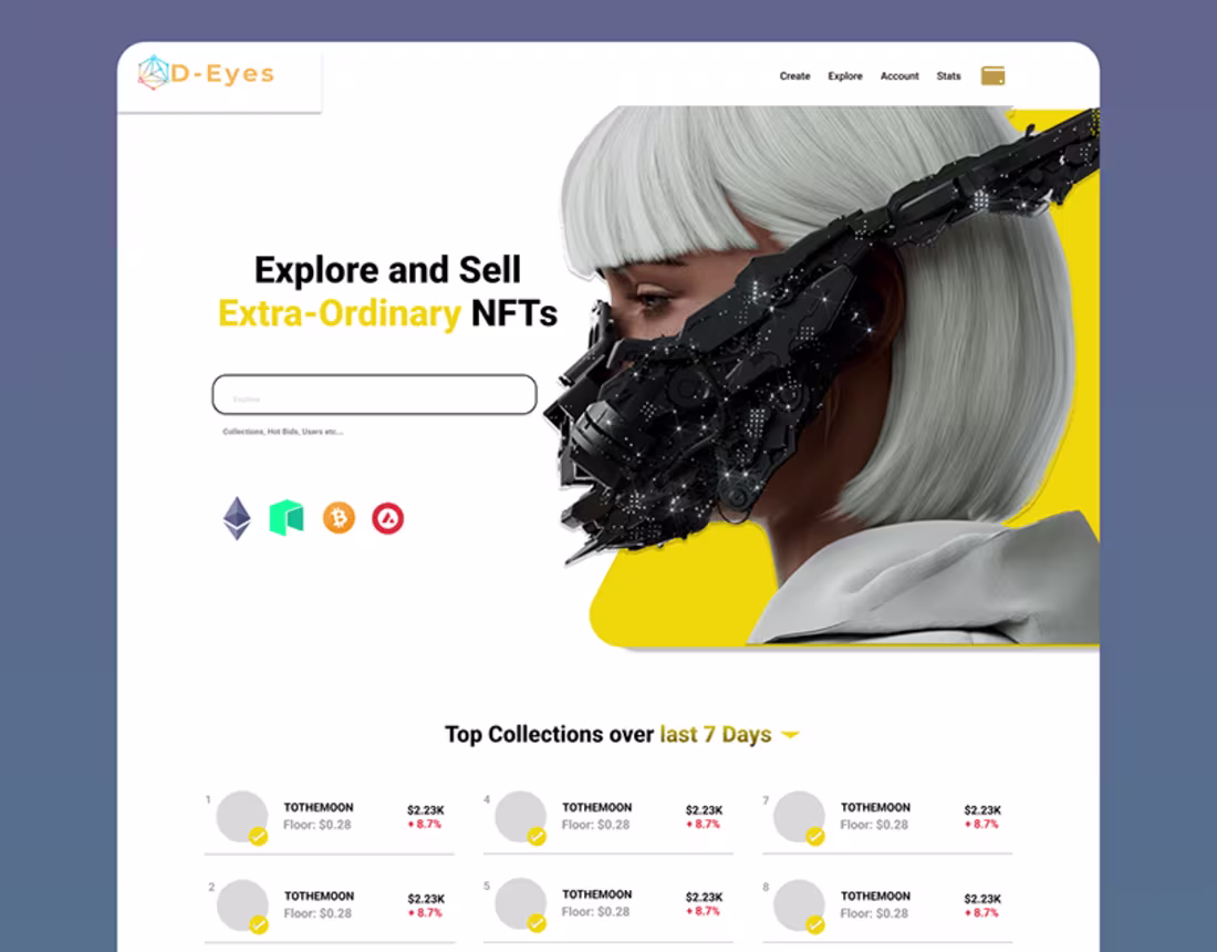 Cover image for Diamond Eyes: NFT WEBSITE FIGMA TO WEBFLOW ongoing :: Behance