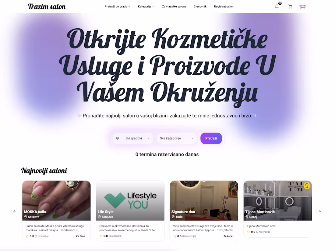 Cover image for Trazim Salon – Your Beauty & Wellness Booking Platform