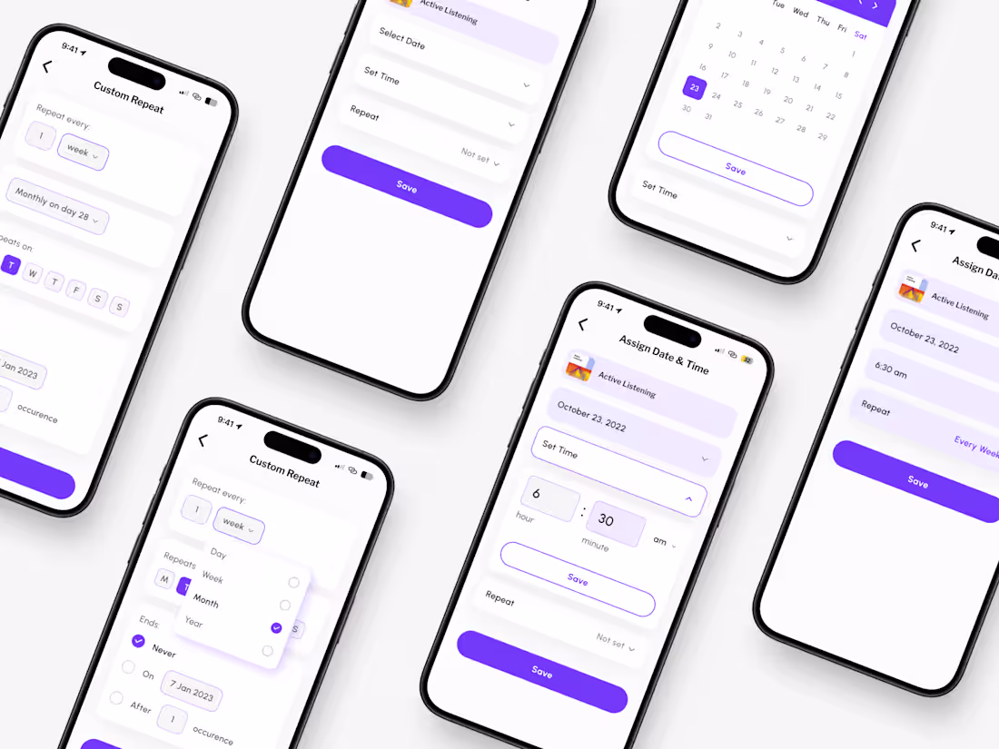 Cover image for Assign date & time - IOS app screens