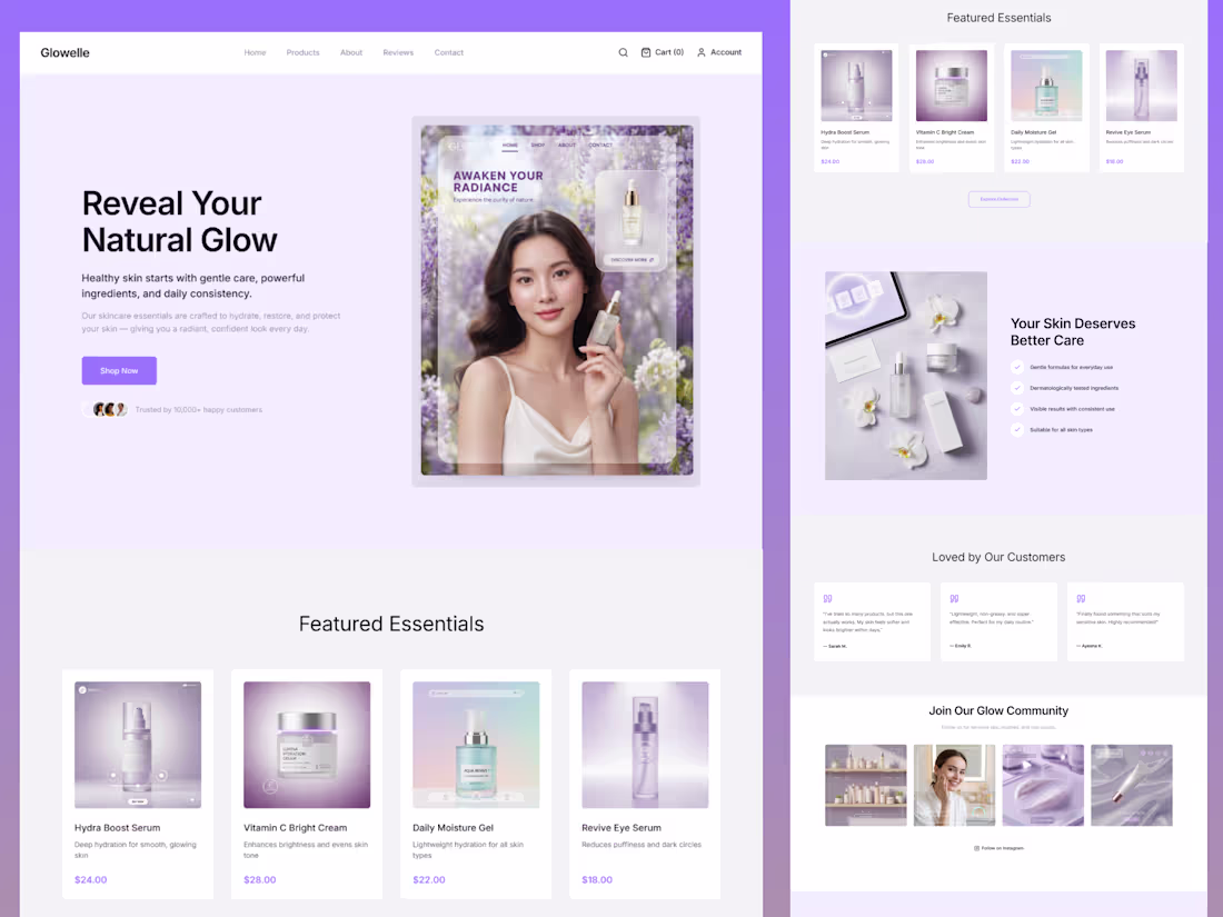 Cover image for A modern skincare landing page