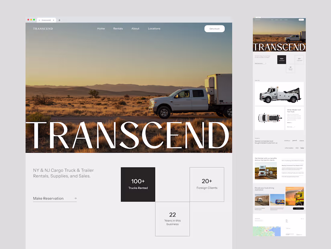 Cover image for Transcend Trucks Website Design