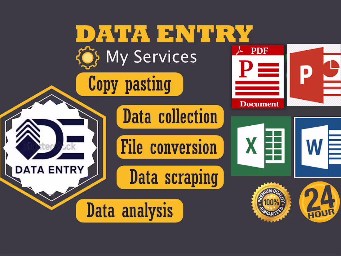 Cover image for You will get data entry services, as a fast typist.