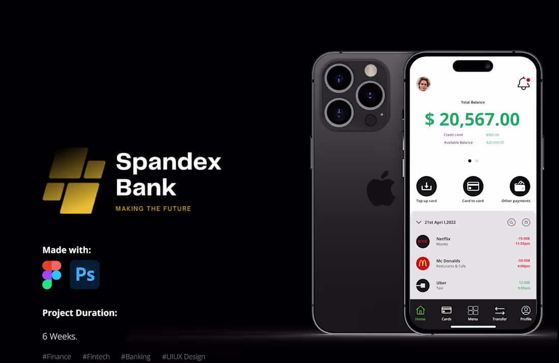 Cover image for Spandex Bank Mobile App :: Behance