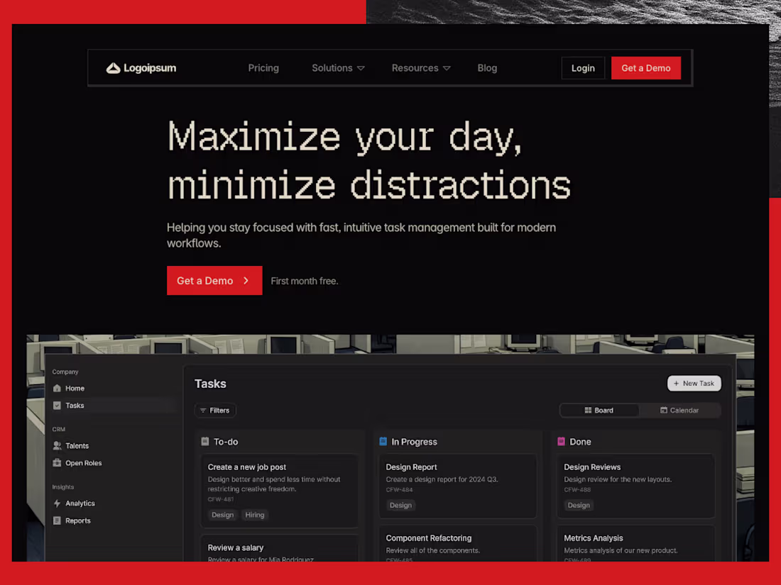 Cover image for Task manager: B2B SaaS landing