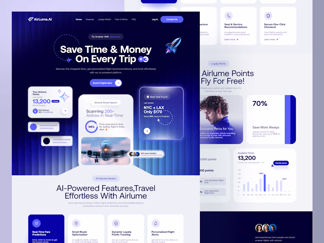 Cover image for AirLume.Ai - AI-Powered Flight booking UI/UX Design