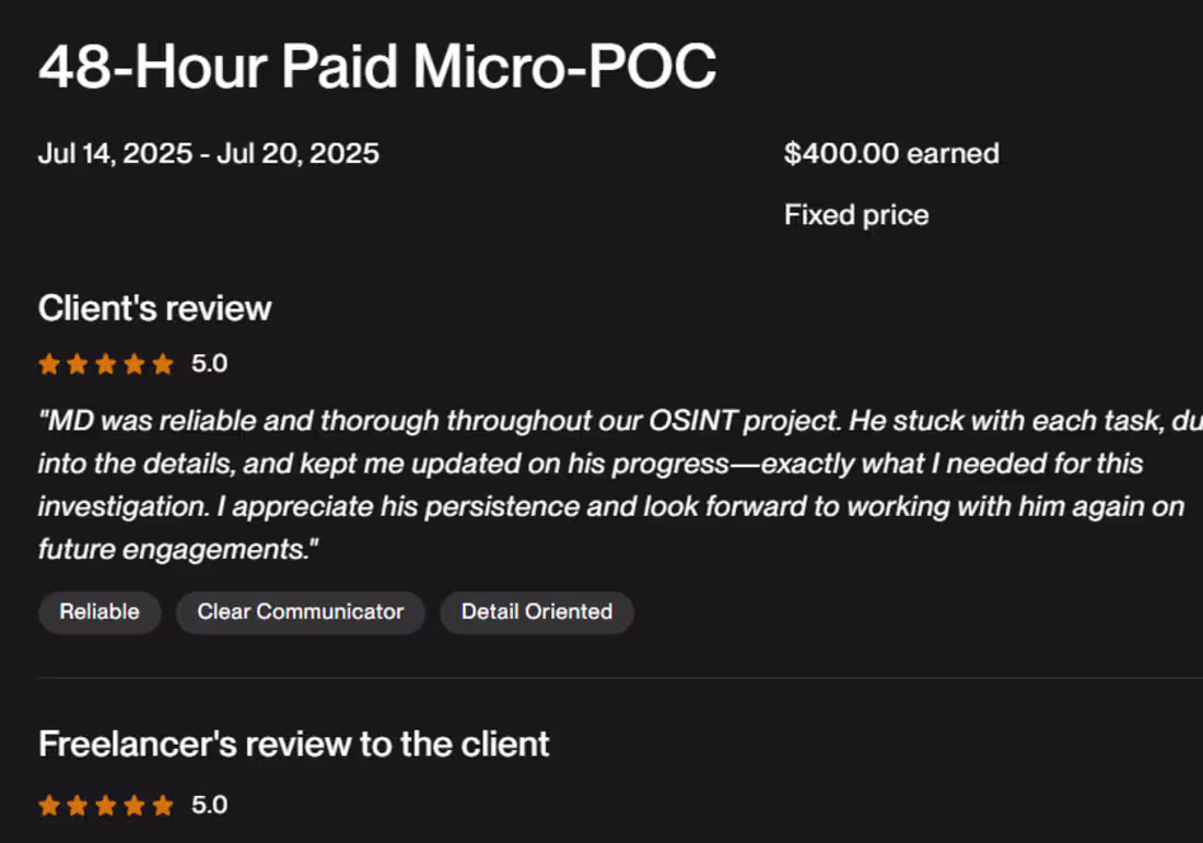 Cover image for Recently, I successfully completed a professional OSINT (Ope...