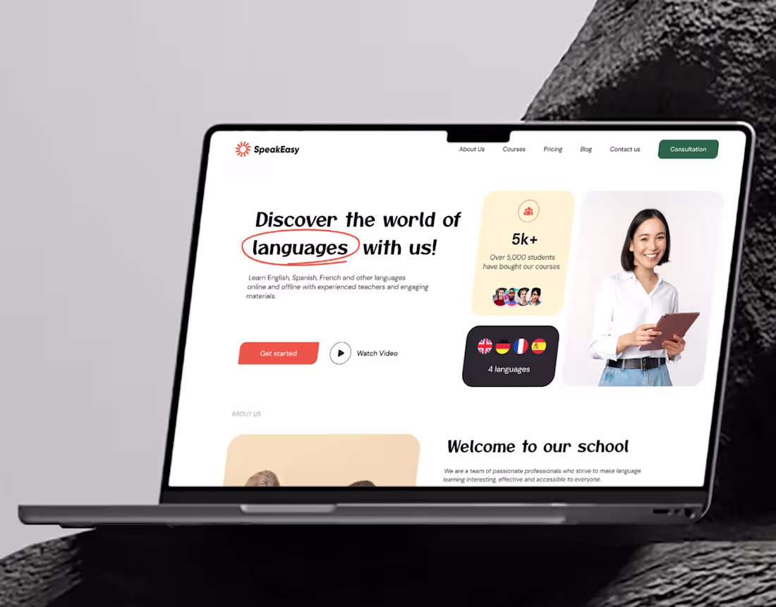 Cover image for Speak Easy : UI/UX Design | Language School Design