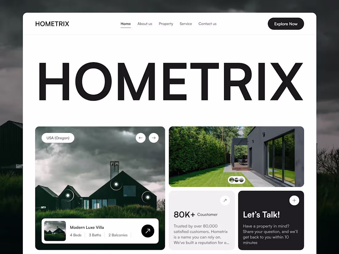 Cover image for Hometrix : Real Estate Landing Page