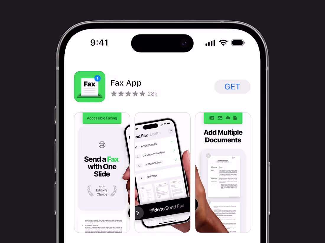 Cover image for Screenshots for Fax App