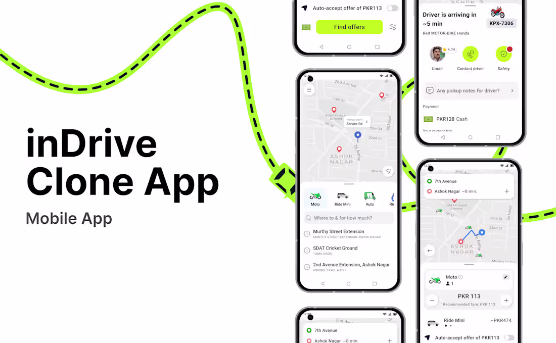 Cover image for inDrive Clone – Ride-Hailing Mobile App UI