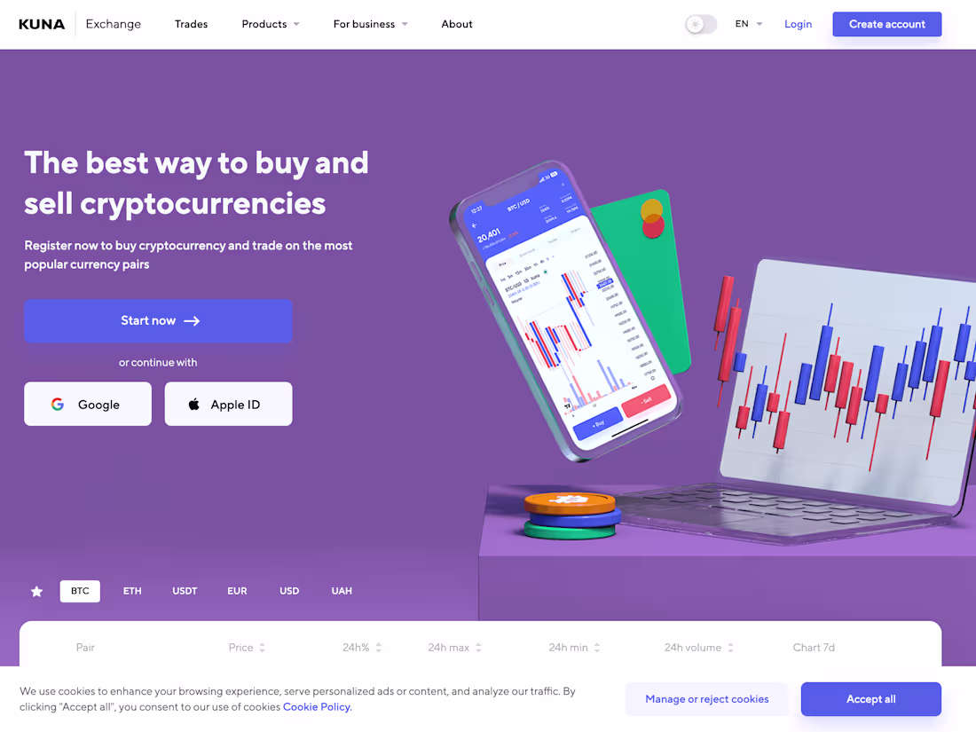 Cover image for Cryptocurrency exchange platform (kuna.io)