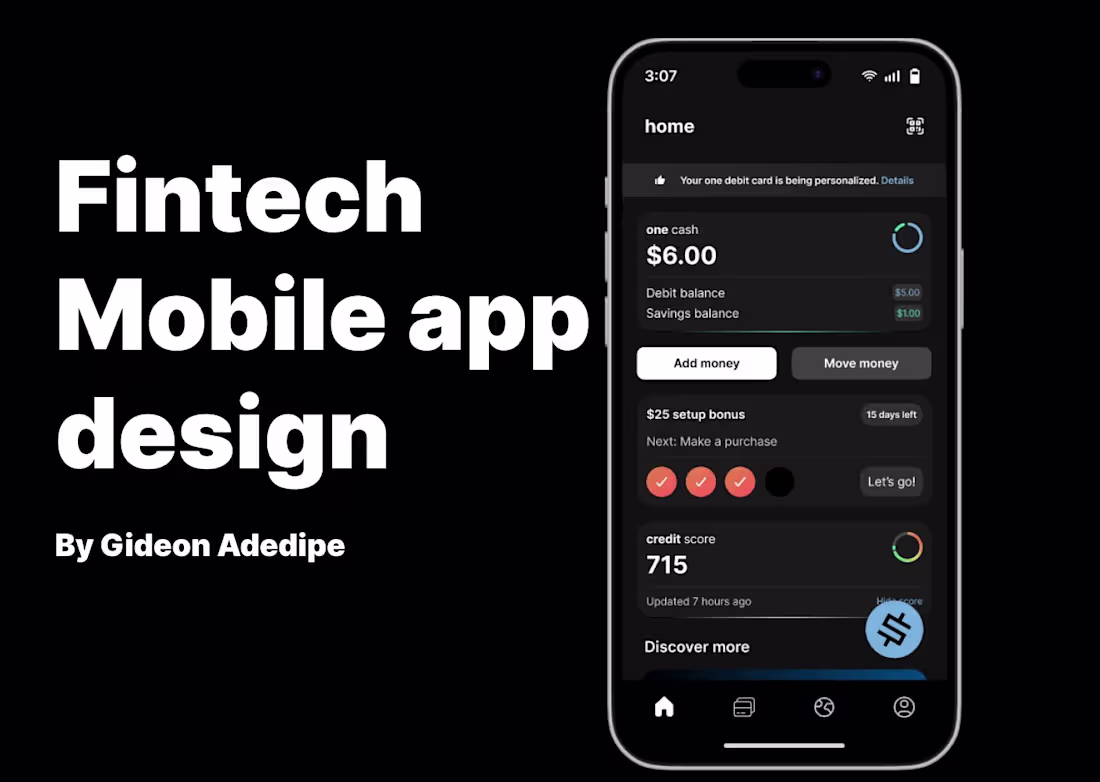 Cover image for Fintech app design, figma, UI/UX design, mobile app