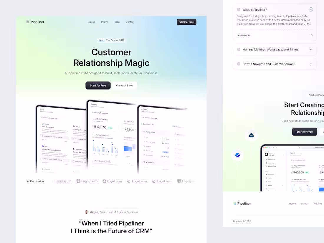 Cover image for Pipeliner -  CRM Landing Page