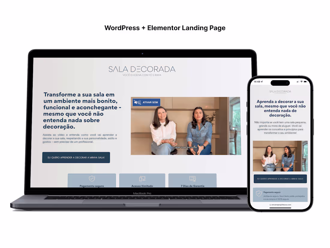 Cover image for WordPress + Elementor Landing Page for Home Decor Online Course