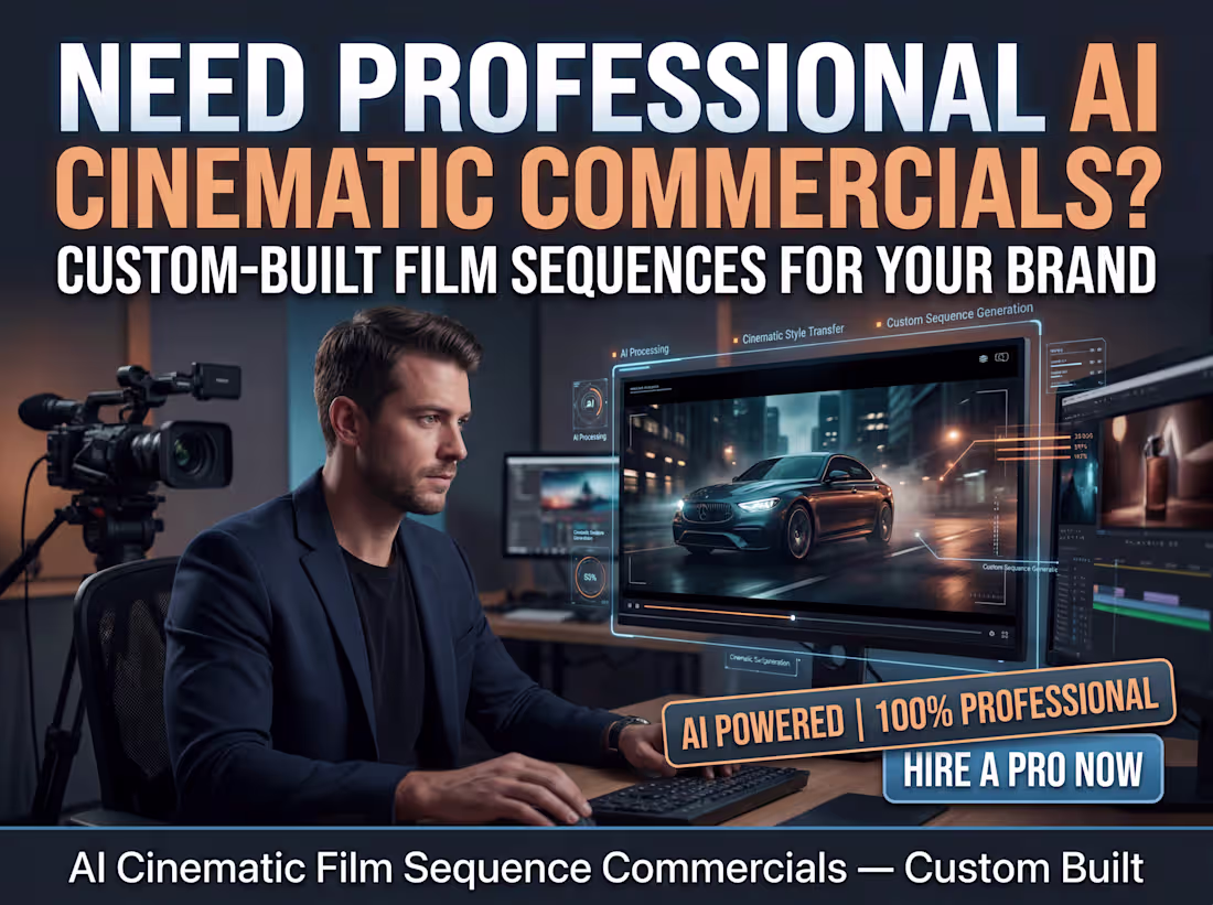 Cover image for AI Cinematic Film Sequence Commercials —  Custom Built