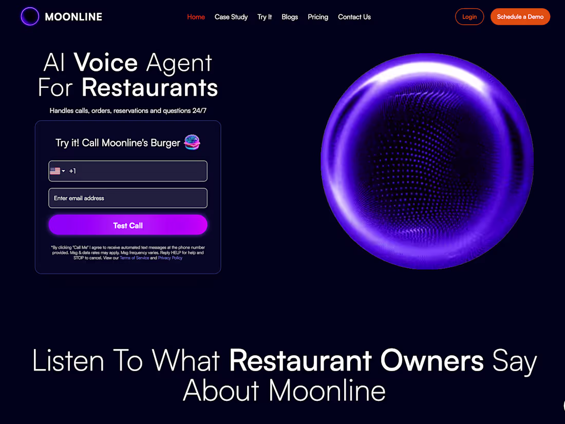 Cover image for Moonline - AI Voice Agent for Restaurants