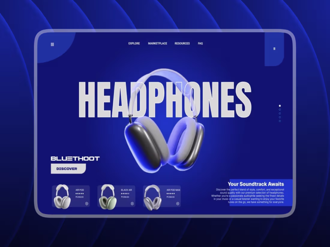 Cover image for 🎧 Headphones eCommerce Website UI Overview A bold, futurist...