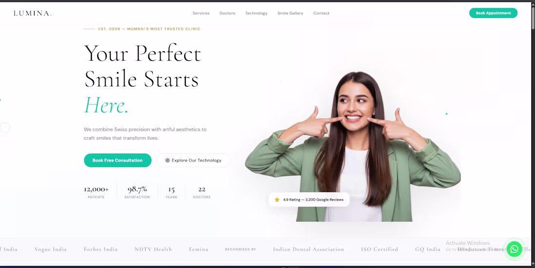 Cover image for A marketing website for Lumina