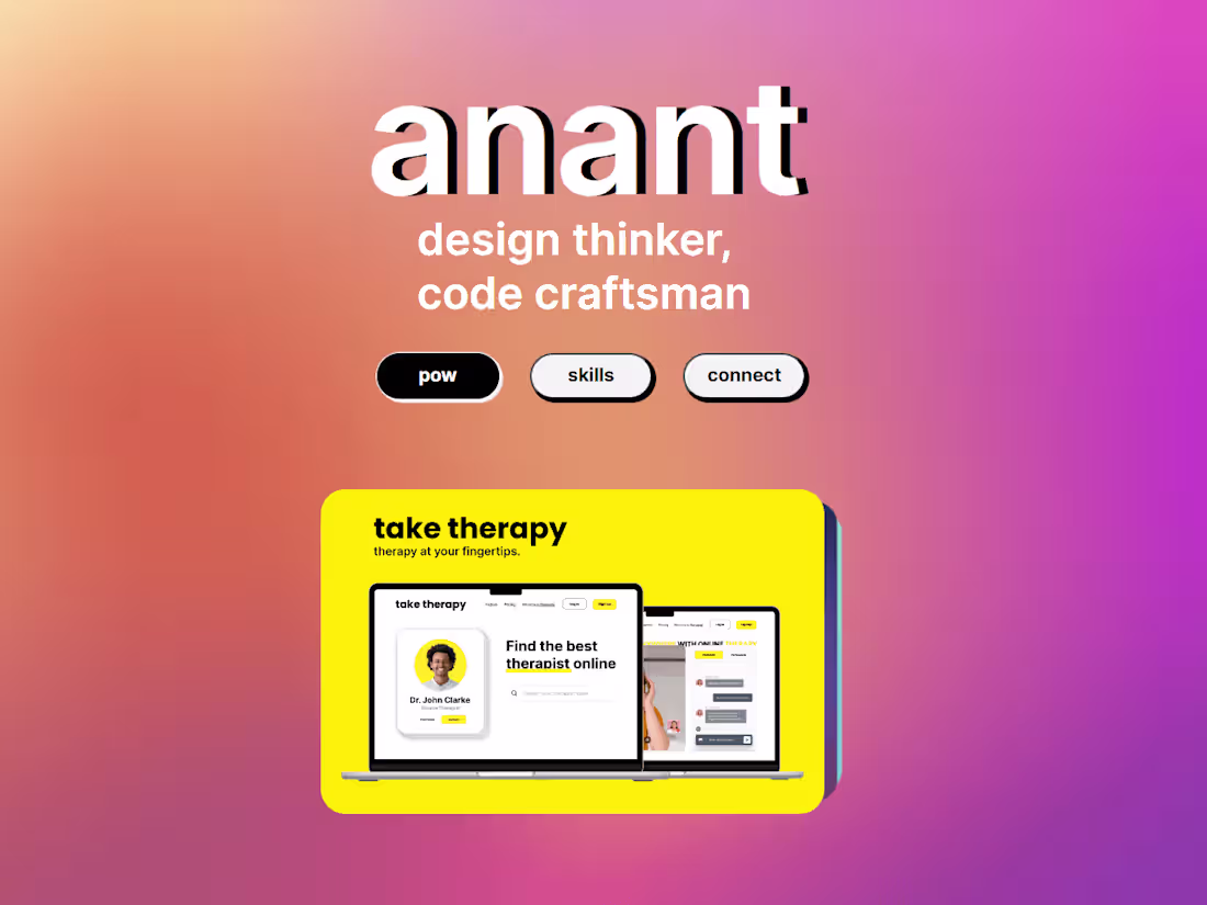 Cover image for anant - design thinker, code craftsman