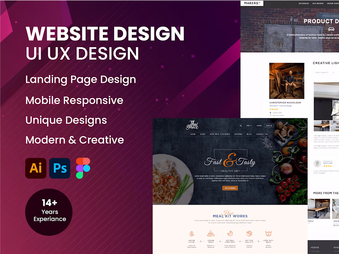 Cover image for Website UI/UX design or landing page UI design in PSD or Figma