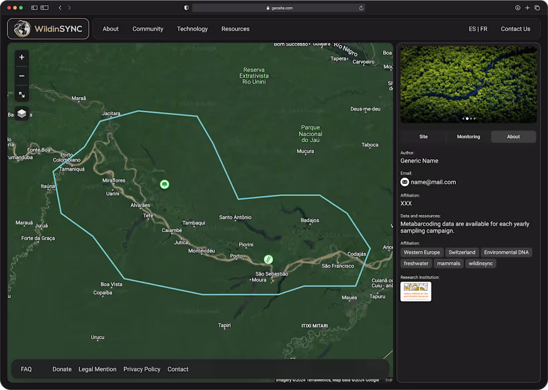 Cover image for Responsive Website with Geodata Map for Nature Monitoring