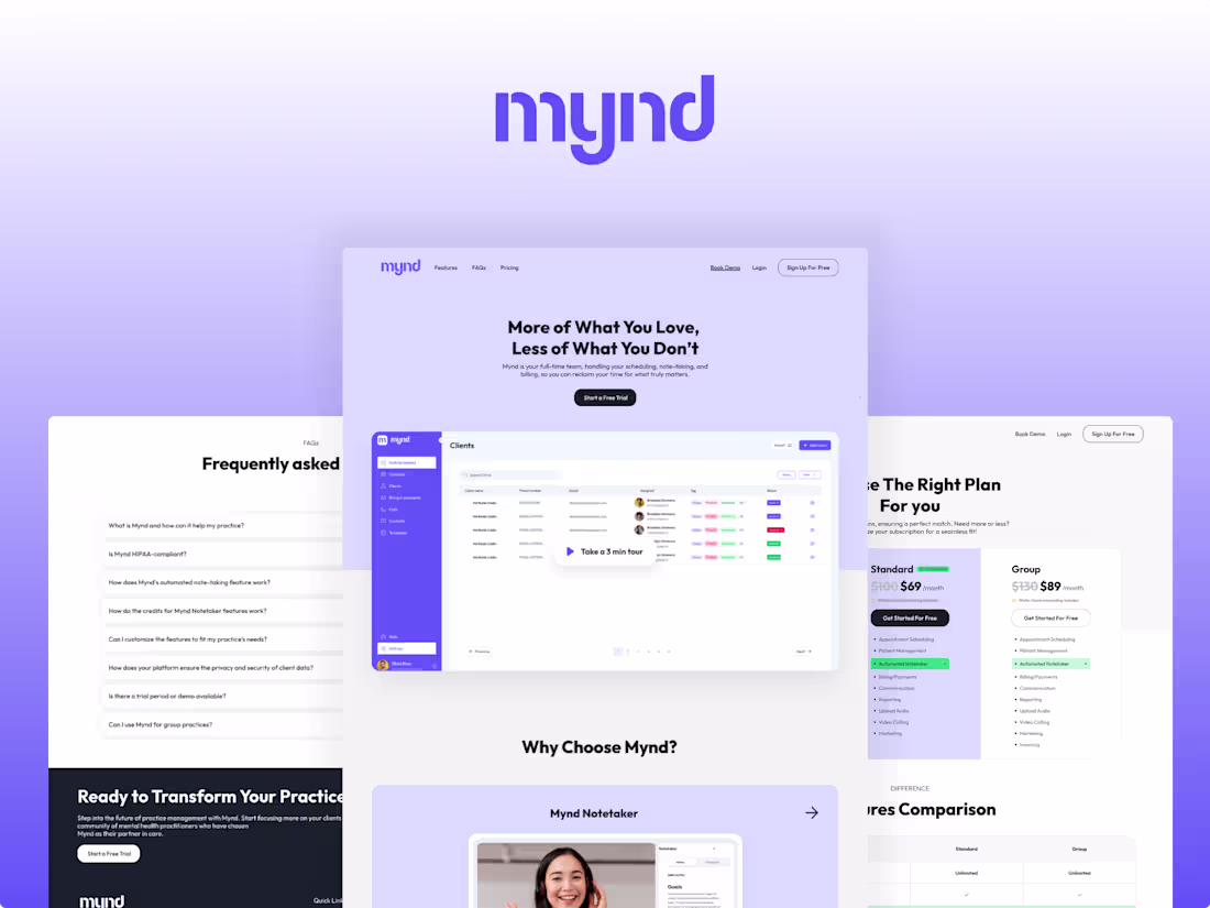Cover image for Mynd Framer website design