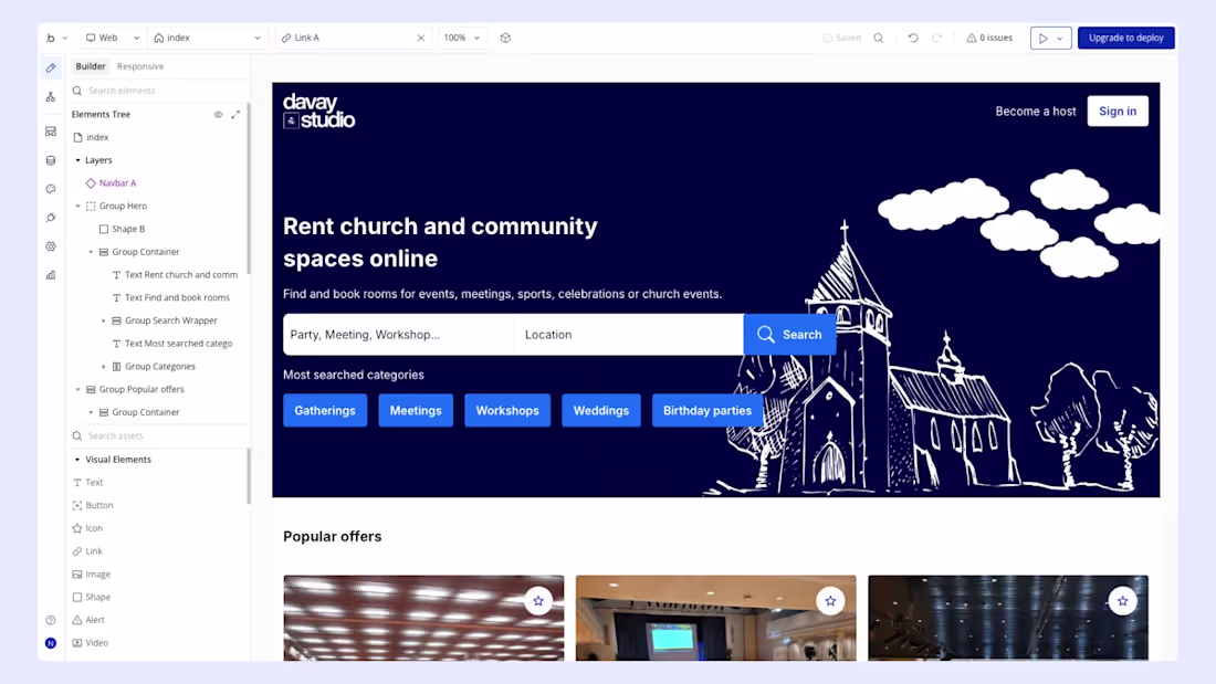Cover image for Designing + building a church rental marketplace for a clien...
