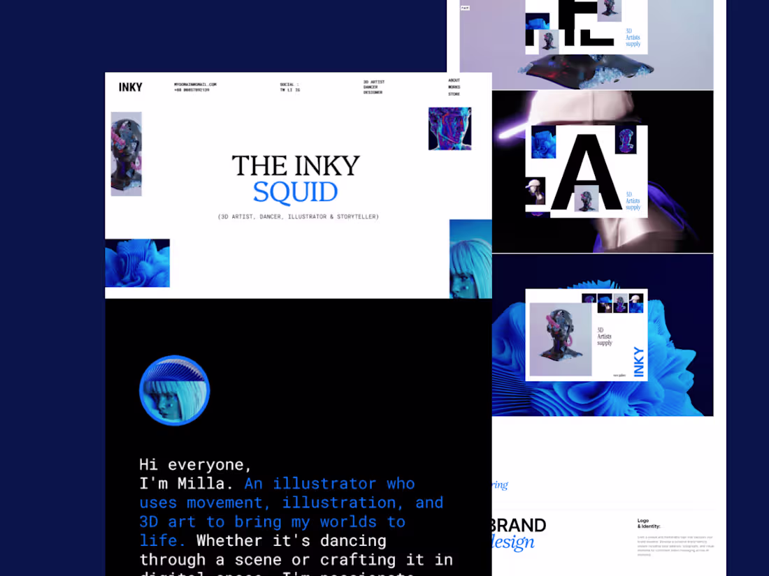Cover image for INKY - 3D Artists | Website Design
