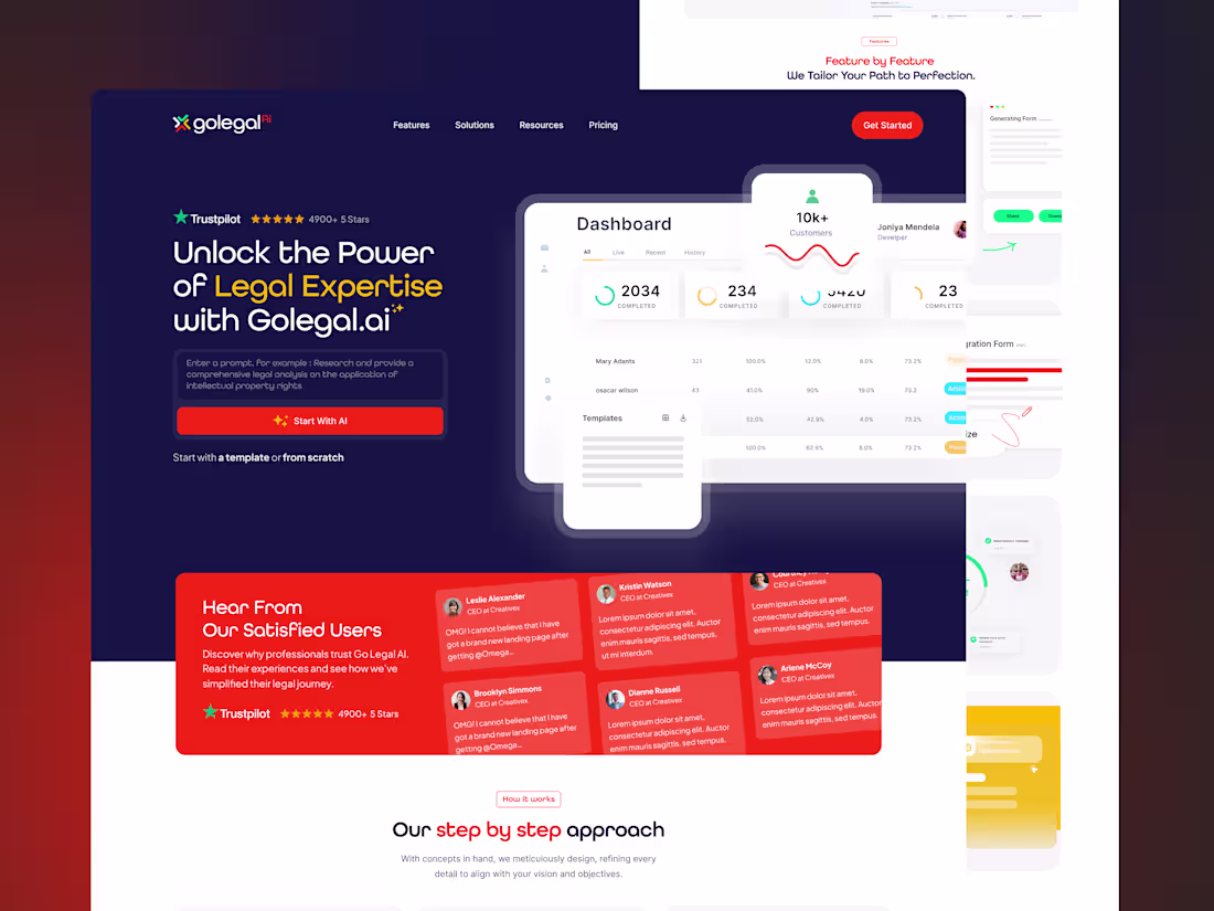 Cover image for Go legal ai: A legal SaaS website landing page 