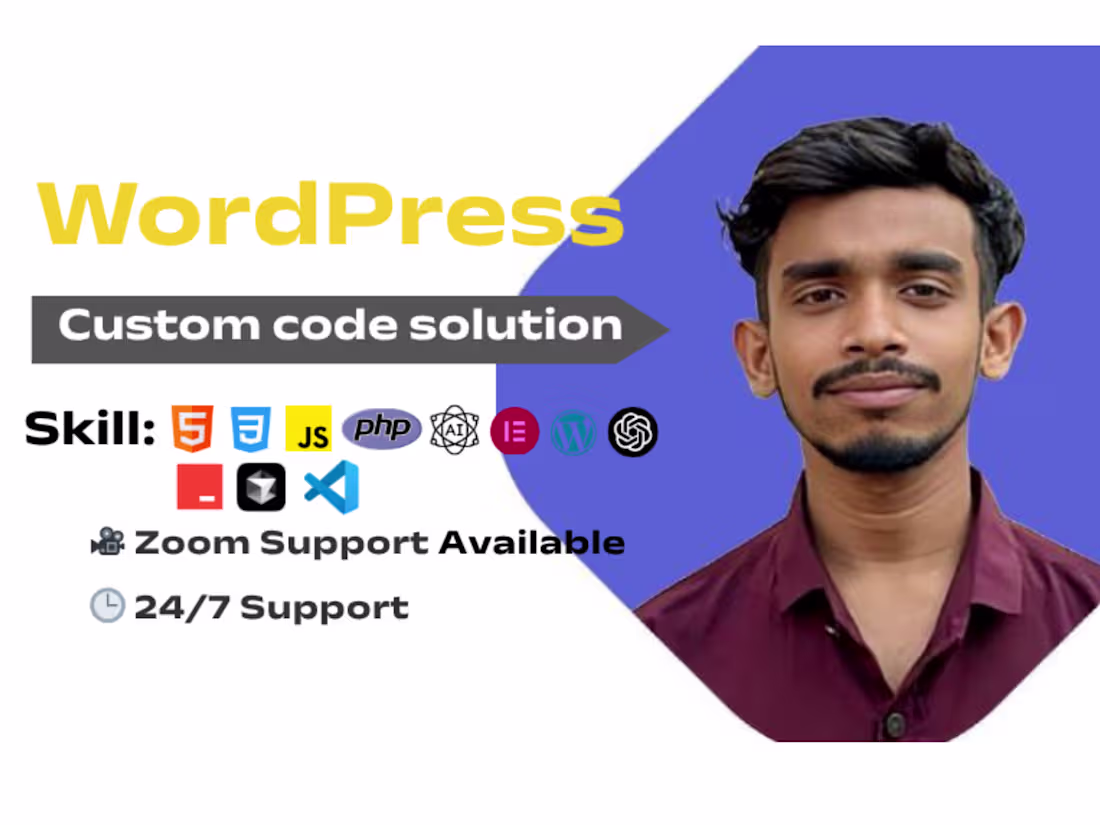 Cover image for wordpress custom code and plugin theme customization expert