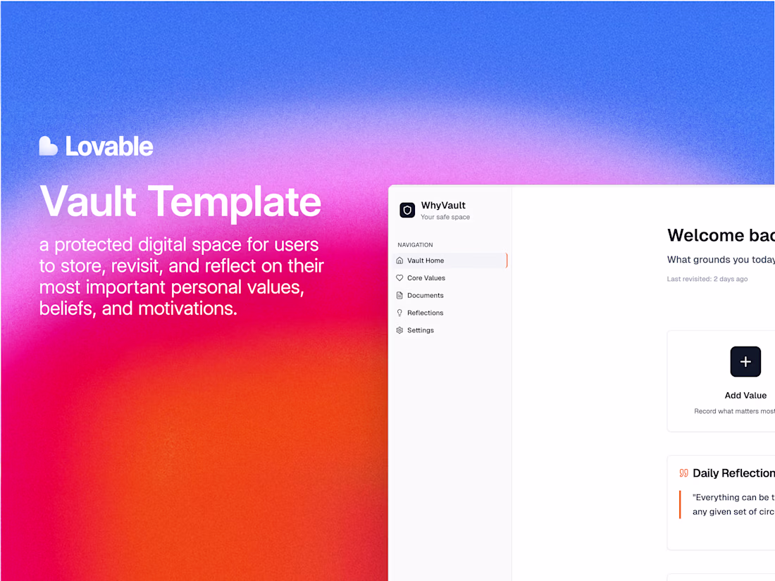 Cover image for WhyVault - Personal Vault Template
