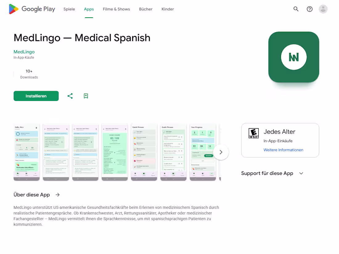 Cover image for MedLingo — Medical Spanish for