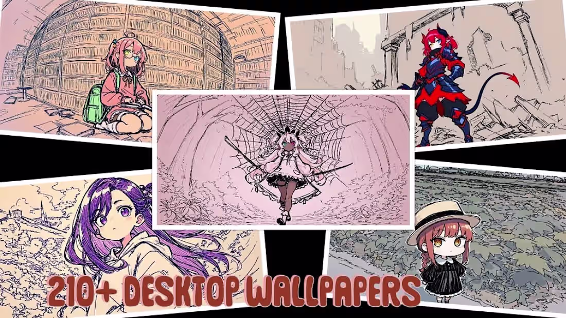 Cover image for Anime Sketch Wallpapers – 210+ HD Desktop Pack (1920x1080)
