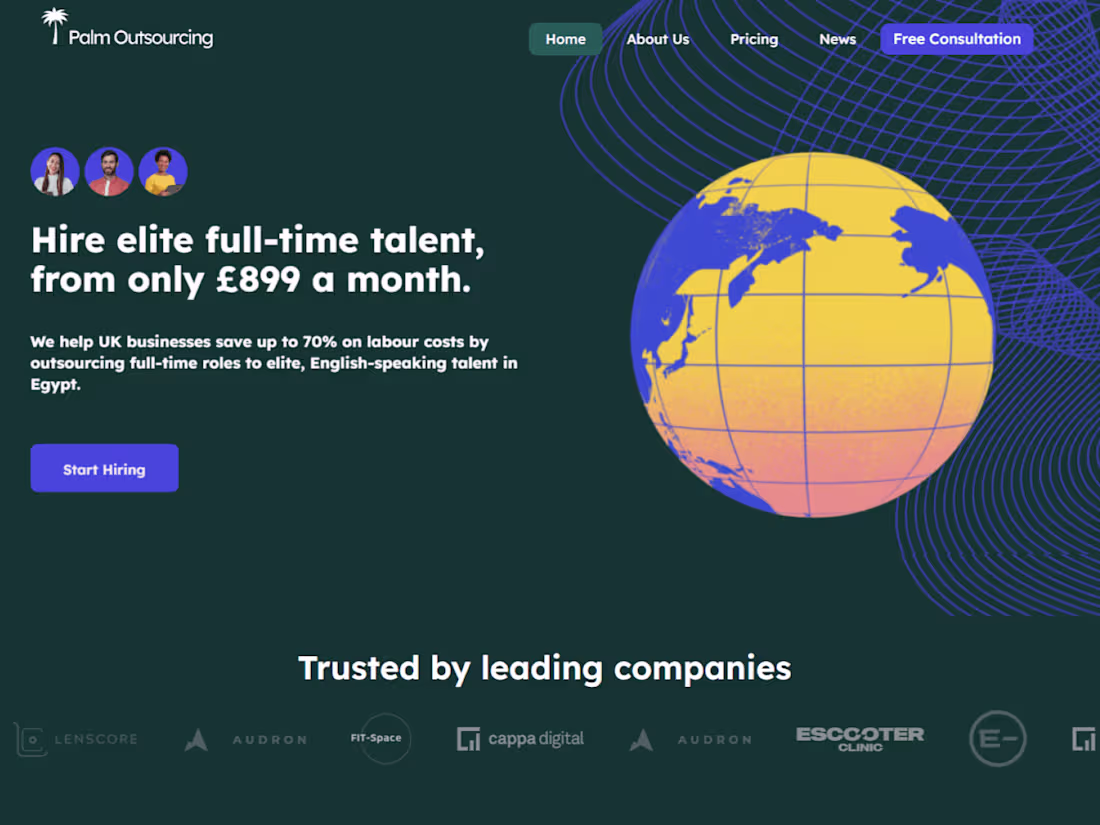 Cover image for Global Talent Solutions: Custom Webflow Site for Palmoutsourcing